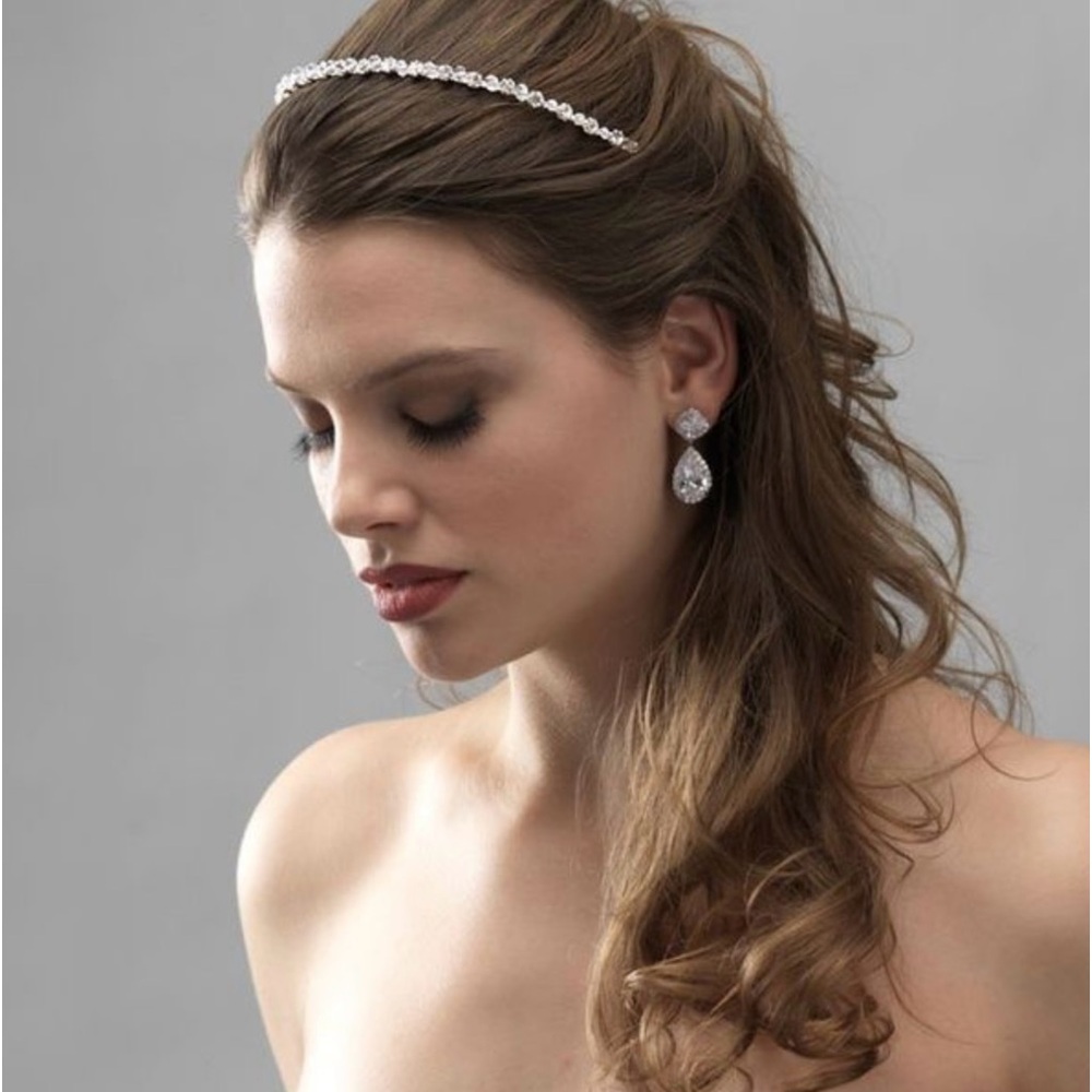 Rhinestone Elastic Hair Band Headband / silver-toned Wedding Beautiful Elegant